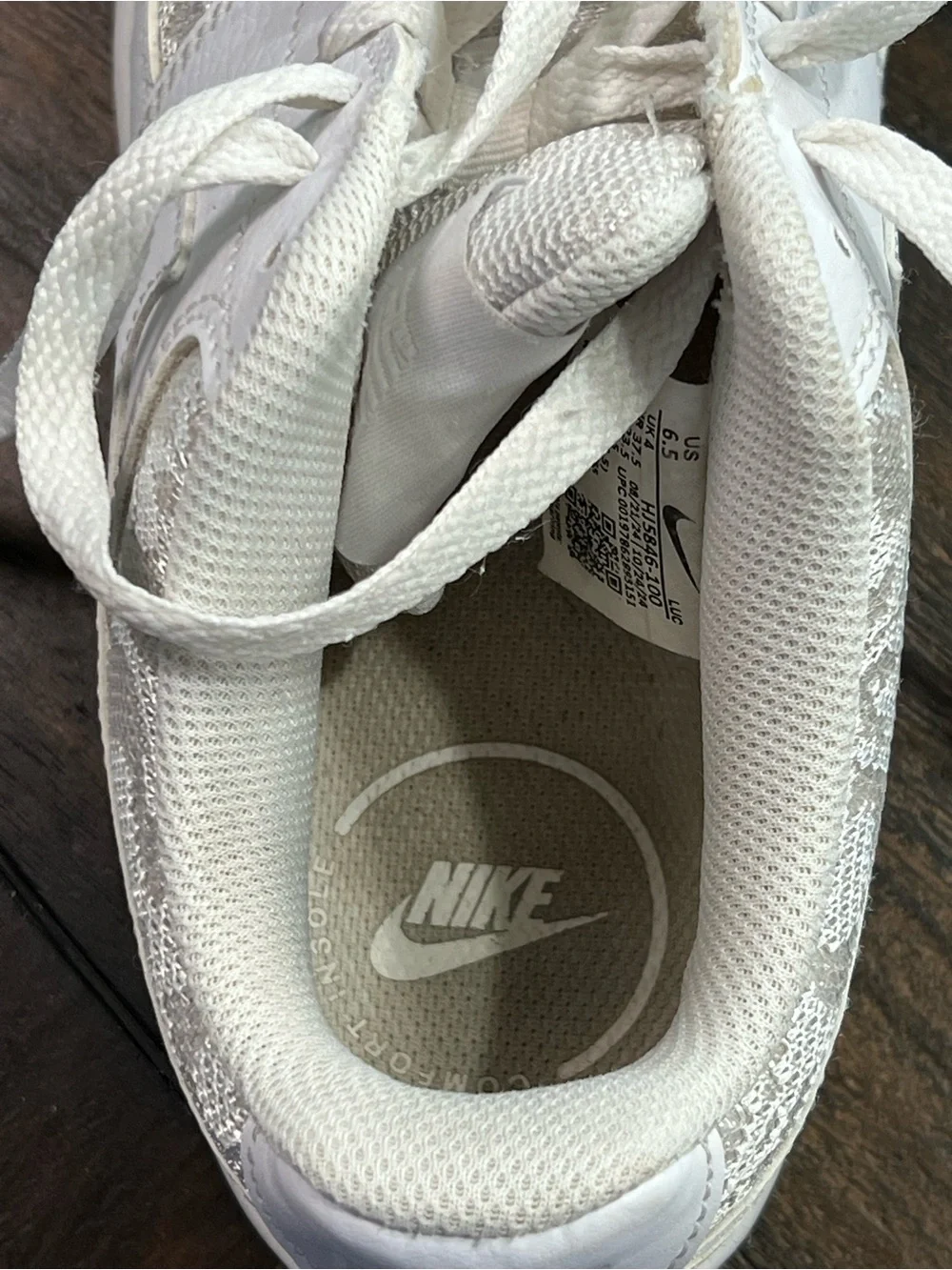 Nike Court Vision White Lace “Wedding Shoe” Women’s Size 6.5